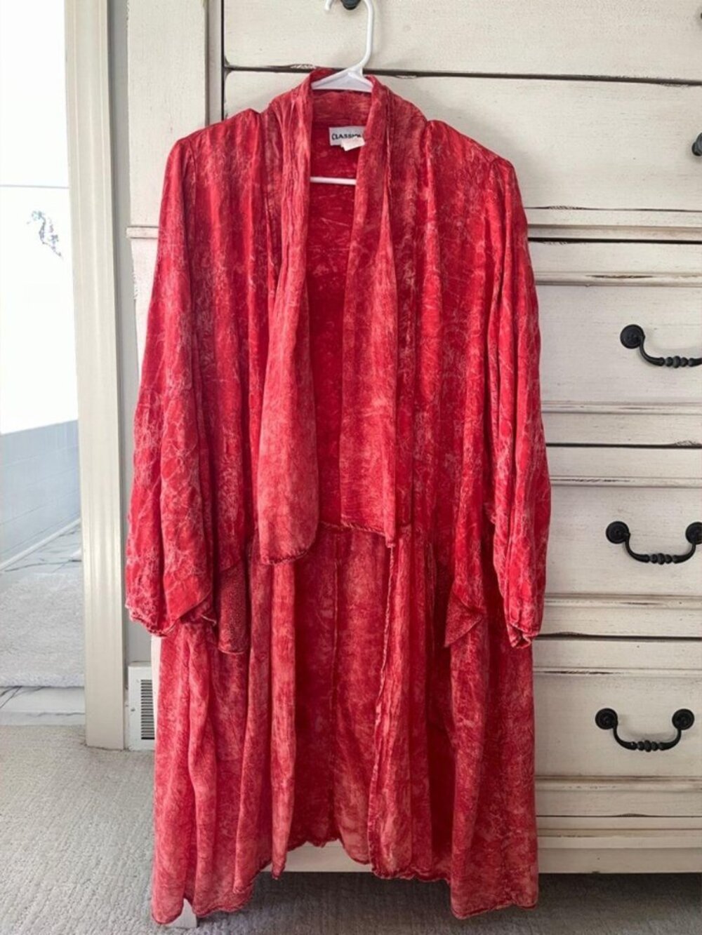 Vintage Duster Coral Robe Sweater Lounge Coat Hippie Artsy Unique Resortwear, OS